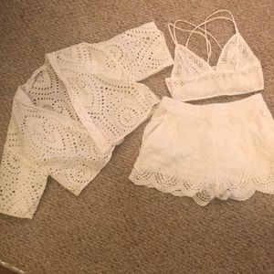 Urban Outfitters 3 Piece shorts bralet & cardigan